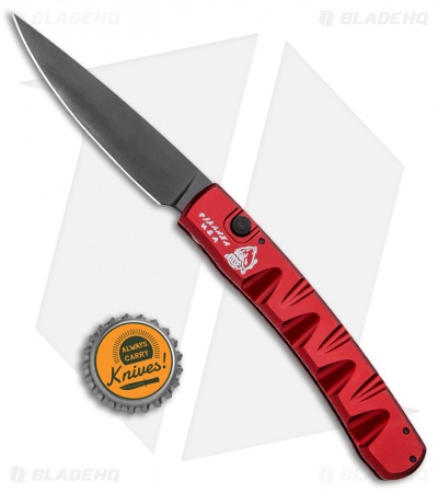 Piranha Virus Automatic Knife Red Tactical (3.25" Black)