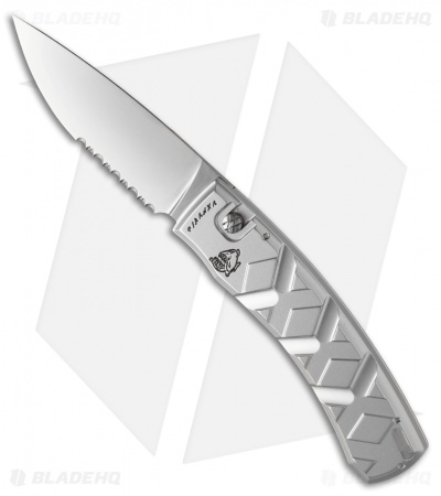 Piranha X Automatic Knife Silver (3.3" Mirror Serr)