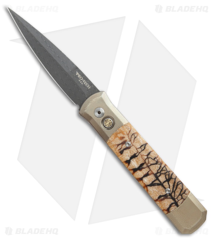 Pro-Tech Godfather Ultimate Custom Auto Knife Bronze Ti/ Tiger Coral (Damascus)