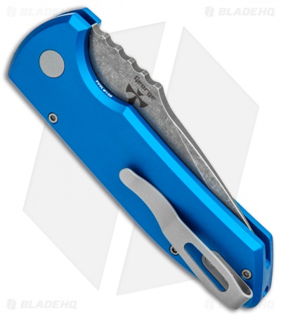 Pro-Tech Les George SBR Automatic Knife Blue Aluminum (2.6" Acid Wash)