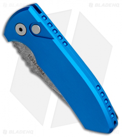 Pro-Tech Les George SBR Automatic Knife Blue Aluminum (2.6" Acid Wash)