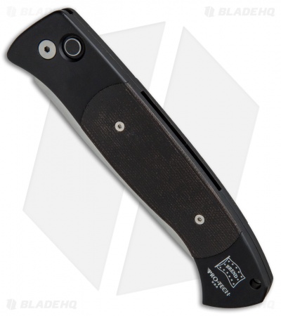 Pro-Tech Brend 1 Large Automatic Knife Black Micarta (4.6" Satin) 1147