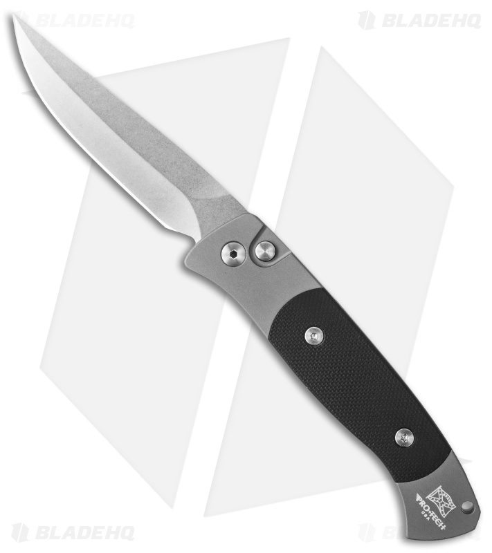Pro-Tech Brend 2 Small Automatic Knife Gray/Black G-10 (2.9" Stonewash ...