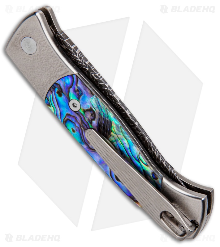Pro-Tech Brend 2 Small Custom Automatic Knife Ti/Abalone (2.9" Damascus)