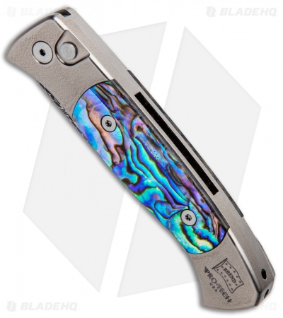 Pro-Tech Brend 2 Small Custom Automatic Knife Ti/Abalone (2.9" Damascus)