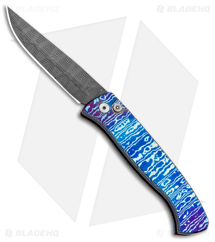 Pro-Tech Brend 2 Small Custom Automatic Knife Mokuti (2.9" Damascus)