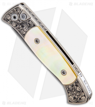Pro-Tech Brend 2 Small Ultimate Custom Auto Knife Gold Lip Pearl (2.9" Damascus)
