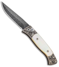 Pro-Tech Brend 2 Small Ultimate Custom Auto Knife Gold Lip Pearl (2.9" Damascus)