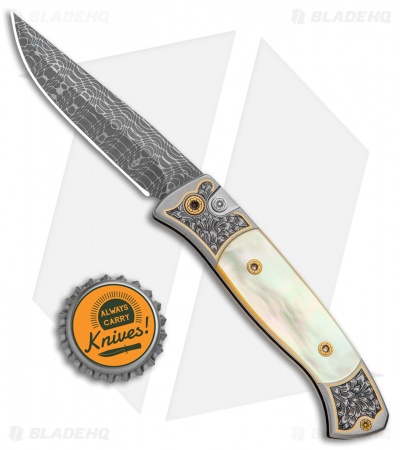 Pro-Tech Brend 2 Small Auto Ultimate Custom Knife Gold Lip Pearl (2.9" Damascus)