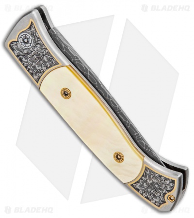 Pro-Tech Brend 2 Small Auto Ultimate Custom Knife Gold Lip Pearl (2.9" Damascus)