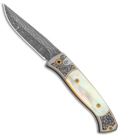 Pro-Tech Brend 2 Small Auto Ultimate Custom Knife Gold Lip Pearl (2.9" Damascus)