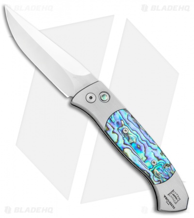 Pro-Tech Brend 3 Medium Custom Automatic Knife Abalone (3.75" Polished)