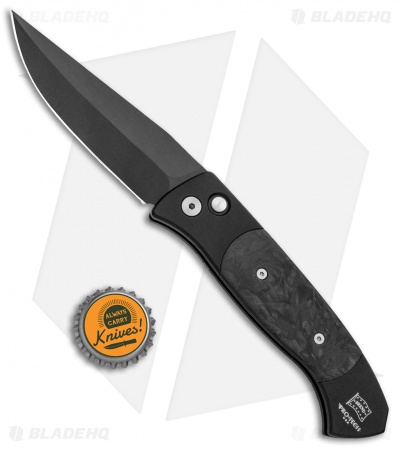 Pro-Tech Brend 3 Medium Automatic Knife Marble Carbon Fiber (3.75" Black)