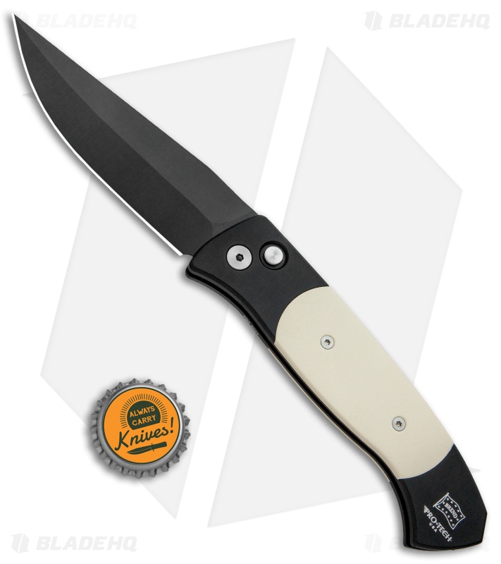 Pro-Tech Brend 3 Medium Tuxedo Automatic Knife Ivory Micarta (3.75" Black) 1352