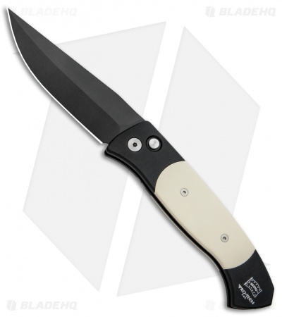 Pro-Tech Brend 3 Medium Tuxedo Automatic Knife Ivory Micarta (3.75" Black) 1352