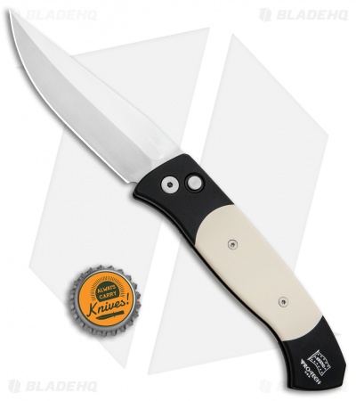 Pro-Tech Brend 3 Medium Tuxedo Automatic Knife Ivory Micarta (3.75" Satin)