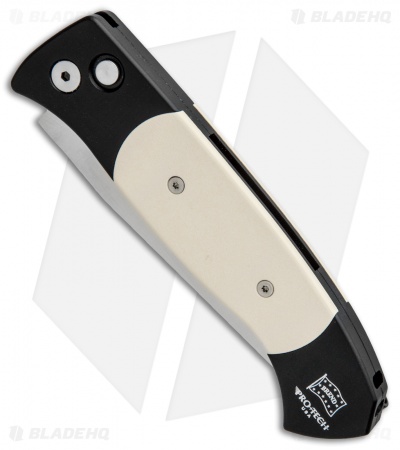 Pro-Tech Brend 3 Medium Tuxedo Automatic Knife Ivory Micarta (3.75" Satin)