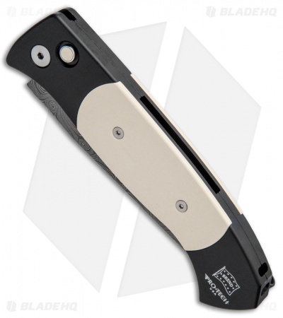 Pro-Tech Brend 3 Medium Tuxedo Custom Automatic Knife Micarta (3.75" Damascus)