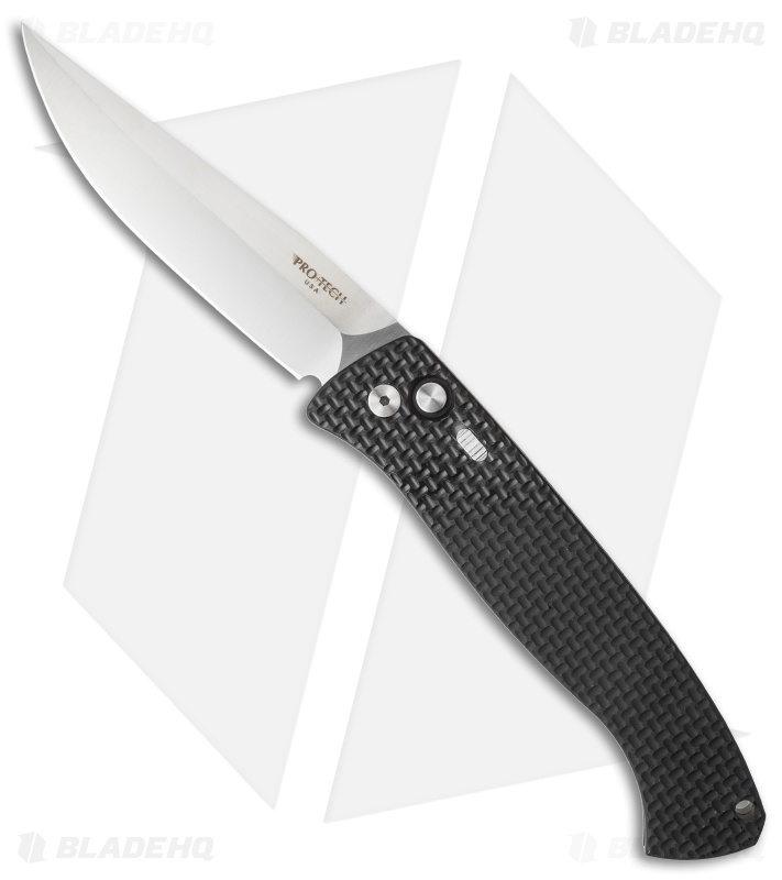 Pro-Tech Brend 1 Large Automatic Knife Knurled Black (4.6" Satin) 1140