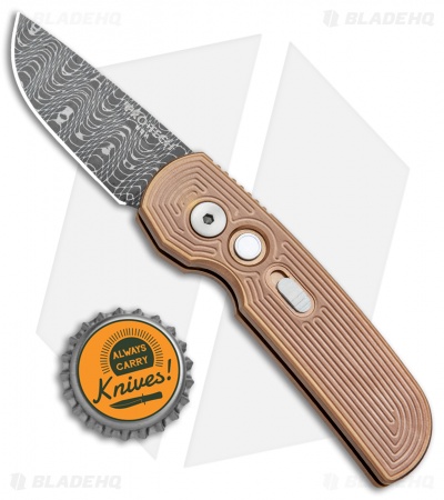 Pro-Tech Calmigo Custom Steel CA Legal Automatic Knife Rose Gold (1.9" Damascus)