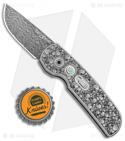 Pro-Tech Calmigo Ultimate Custom Shaw Engraved Stainless (1.9" Spiro Damascus)