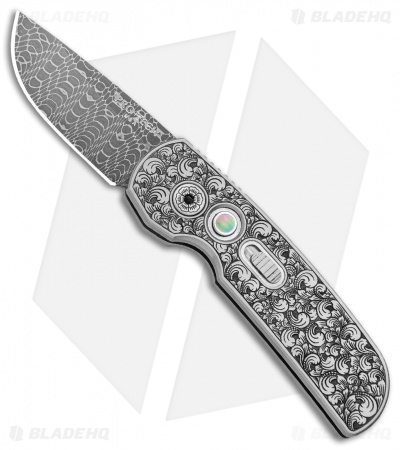 Pro-Tech Calmigo Ultimate Custom Shaw Engraved Stainless (1.9" Spiro Damascus)