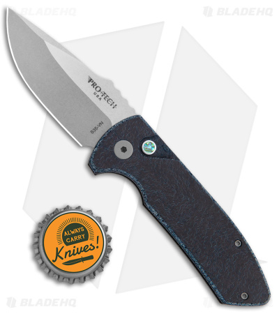 Pro-Tech SBR Micarta Custom Automatic Knife Black/Blue (2.6" Stonewash)