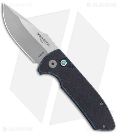 Pro-Tech SBR Micarta Custom Automatic Knife Black/Blue (2.6" Stonewash)