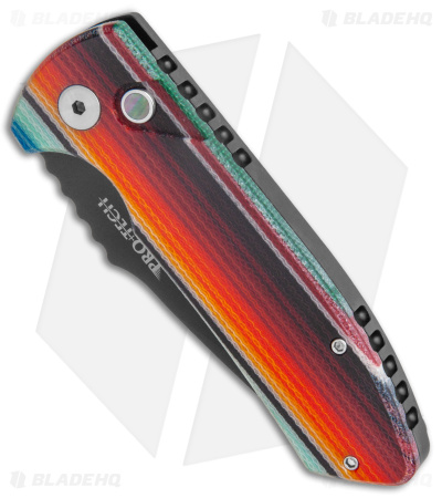 Pro-Tech SBR Micarta Custom Automatic Knife Mexican Blanket (2.6" Black)