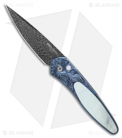 Pro-Tech Ultimate Custom Newport Knife MOP/Andrew Adams Engraving (3" Damascus)
