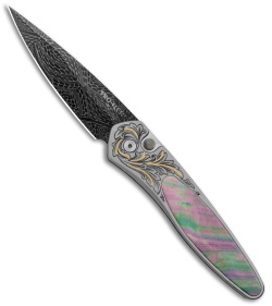 Pro-Tech Ultimate Custom Newport Knife Ti 24K Gold Engraved (3" Damascus)