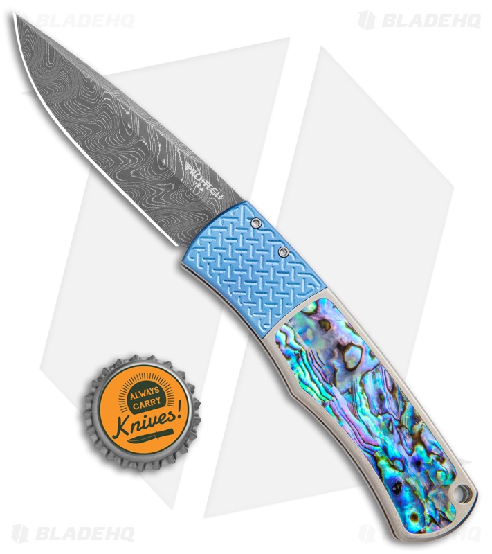 Pro-Tech Custom Magic BR-1 "Whiskers" Automatic Knife Ti/Abalone (3.1" Damascus)