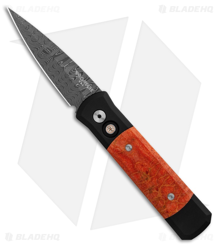 Pro-Tech Custom Godson Automatic Knife Red Apple Coral (3.15" Damascus)
