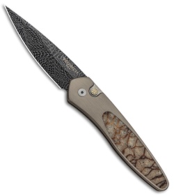 Pro-Tech Custom Newport Automatic Knife Titanium Tiger Coral (3" Damascus)