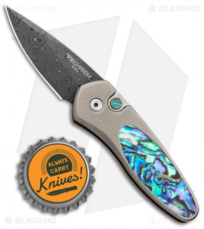 Pro-Tech Sprint Custom Automatic Knife Abalone/Bronze Ti (1.95" Damascus)