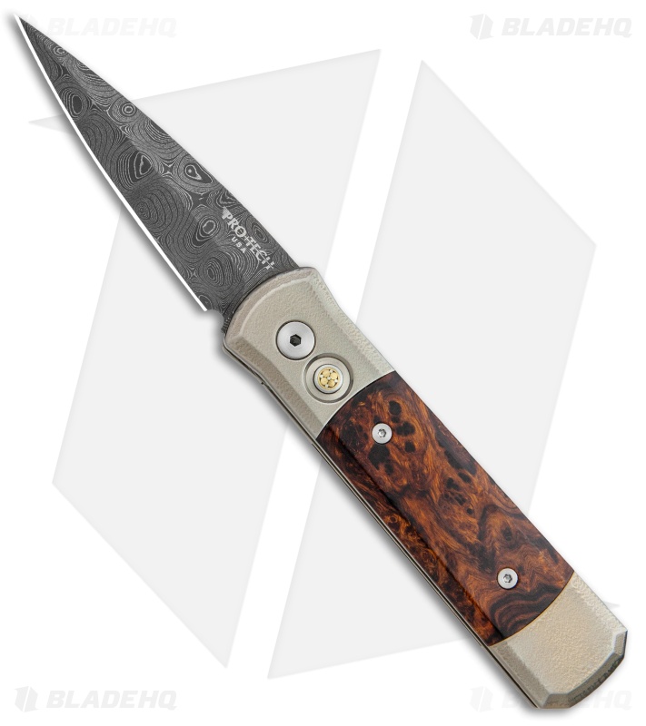 Pro-Tech Godson Bronze Titanium Custom Automatic Desert Ironwood (Damascus)