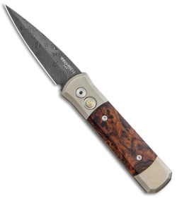 Pro-Tech Godson Bronze Titanium Custom Automatic Desert Ironwood (Damascus)