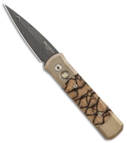 Pro-Tech Godson Titanium Custom Automatic Knife Tiger Coral (3.15" Damascus)