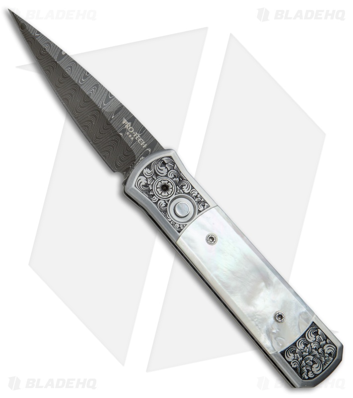 Pro-Tech Godson Ultimate Custom Knife Mother of Pearl/Stainless (3.15" Damascus)