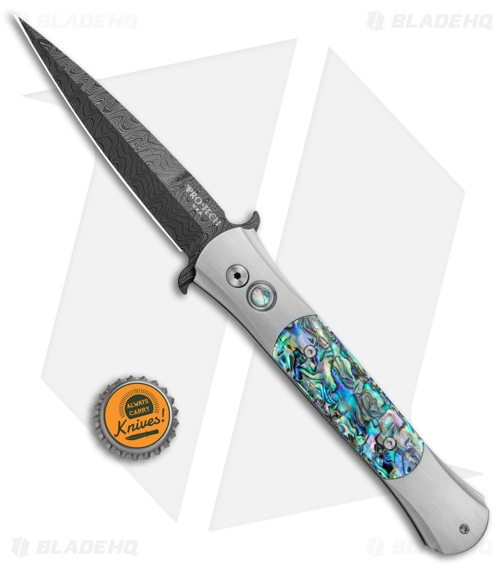 Pro-Tech Large Don Steel Custom Knife Mosaic Abalone (4.5" Damascus)