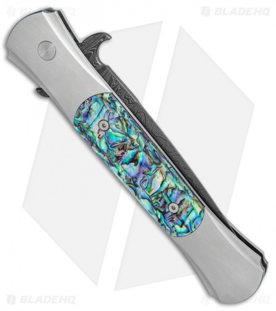 Pro-Tech Large Don Steel Custom Knife Mosaic Abalone (4.5" Damascus)