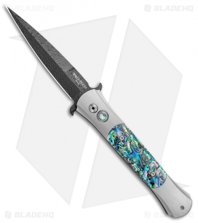 Pro-Tech Large Don Steel Custom Knife Mosaic Abalone (4.5" Damascus)