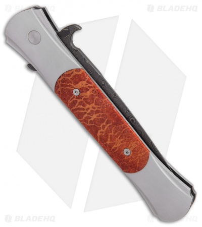 Pro-Tech Large Don Steel Custom Automatic Knife Red Apple Coral (4.5" Damascus)