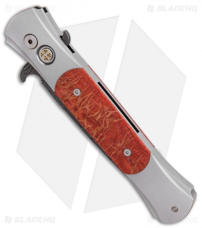 Pro-Tech Large Don Steel Custom Automatic Knife Red Apple Coral (4.5" Damascus)
