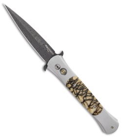 Pro-Tech Large Don Steel Custom Automatic Knife Tiger Coral (4.5" Damascus)