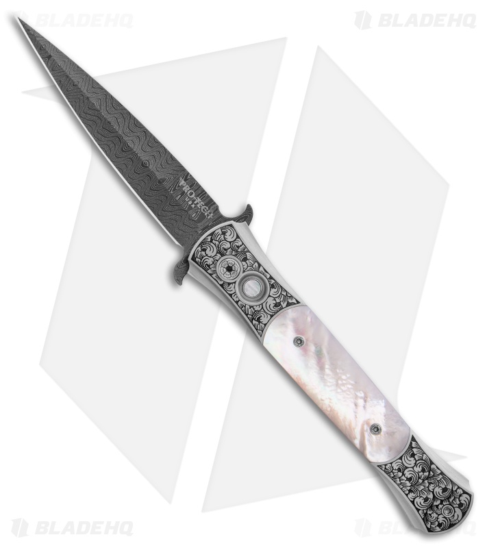 Pro-Tech Large Don Ultimate Custom Automatic Mother of Pearl (4.5" Damascus)