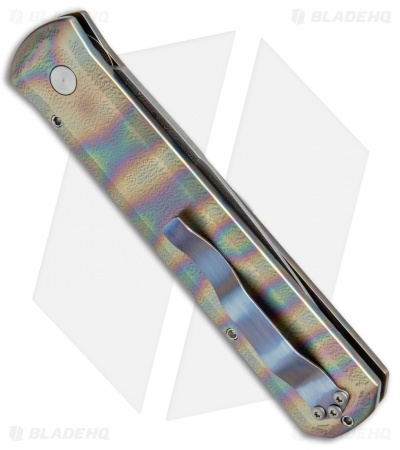 Limited Pro-Tech Custom Godfather Automatic Unique Heat Titanium (4" Damascus)