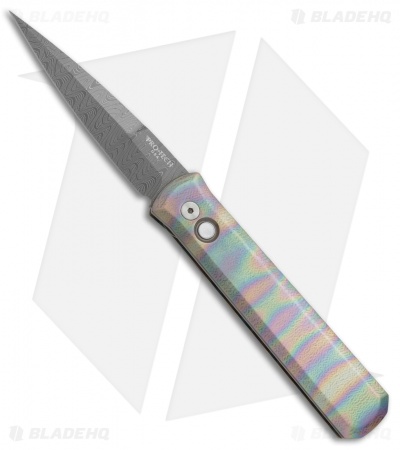 Limited Pro-Tech Custom Godfather Automatic Unique Heat Titanium (4" Damascus)