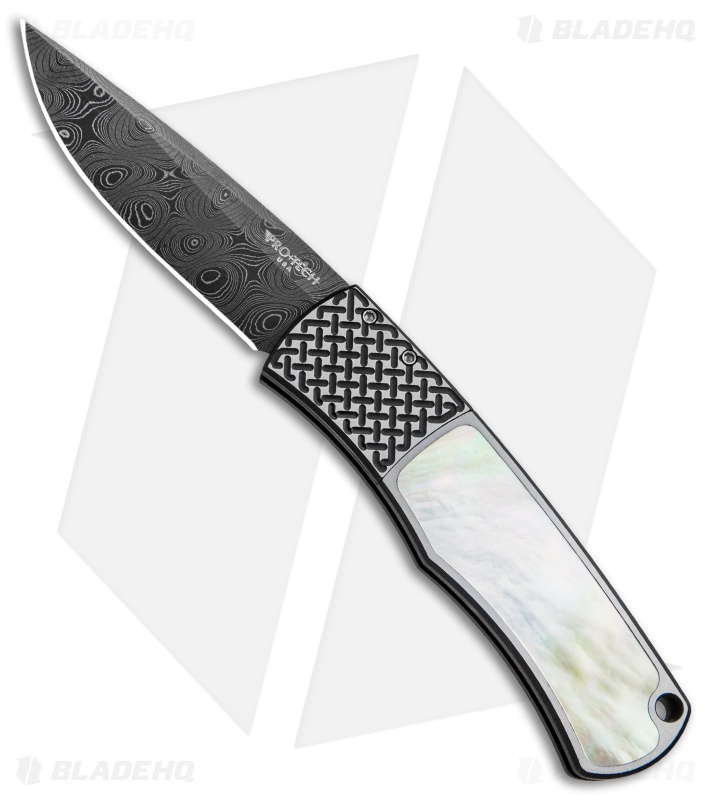 Pro-Tech Magic BR-1 "Whiskers" Custom Knife Gold Lip Pearl (3.125" Damascus)