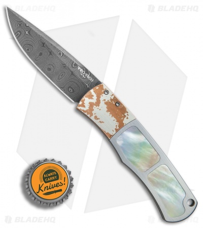 Pro-Tech Magic "Whiskers" Steel Custom Automatic Knife MoP/Mokume (Damascus) 